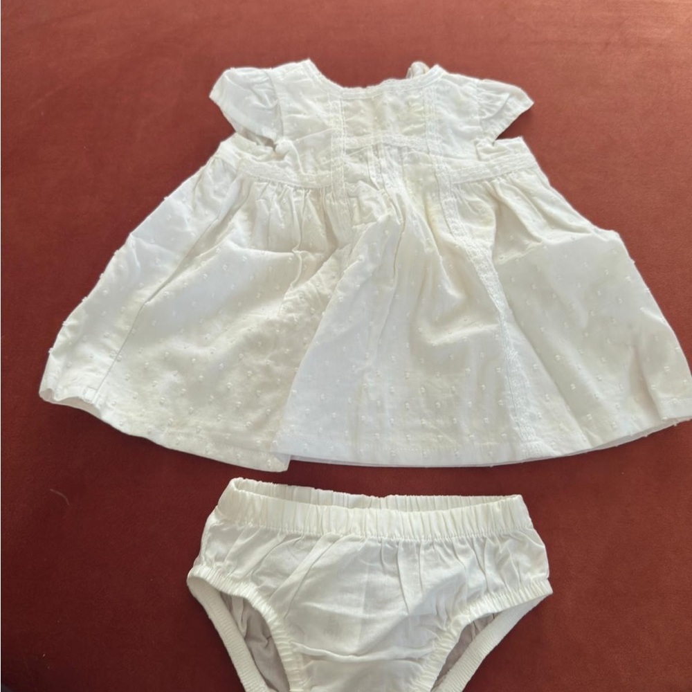 White Eyelet Dress and Bloomers Set